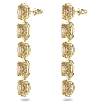Viseči uhani Harmonia, Plavajoči kristali, Rezani v obliki blazine, Zlat odtenek, PVD zlatega odtenka - Swarovski, 5640043