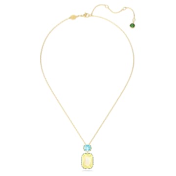 Orbita necklace, Octagon cut, Multicolored, Gold-tone plated - Swarovski, 5640256