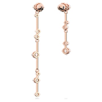 Constella drop earrings, Asymmetrical design, Mixed round cuts, White, Rose gold-tone plated - Swarovski, 5640280