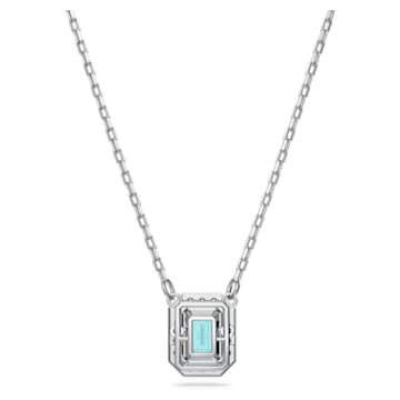 Millenia necklace, Octagon cut, Blue, Rhodium plated - Swarovski, 5640289