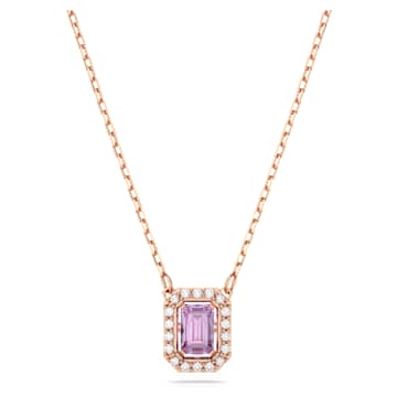 Naguisa ● Cima Single Rose Brown【 残りわずか】 Una necklace, Octagon cut, Purple, Rose gold-tone plated