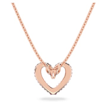 Una pendant, Heart, Extra small, Pink, Rose gold-tone plated - Swarovski, 5640301