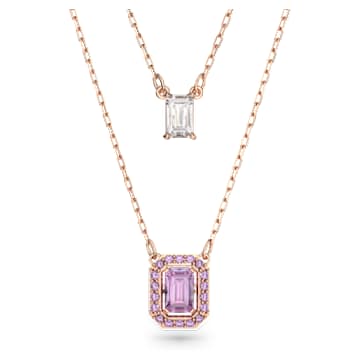 Večslojna verižica Millenia, Osmerokotni rez, Vijoličasta, Prevleka rožnato zlatega odtenka - Swarovski, 5640558