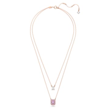 Vrstvený náhrdelník Millenia, Osmihranný výbrus, Pokoveno v růžovozlatém odstínu - Swarovski, 5640558