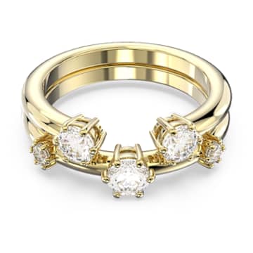 Constella ring, Set (2), Ronde slijpvorm, Wit, Goudkleurige toplaag - Swarovski, 5640966
