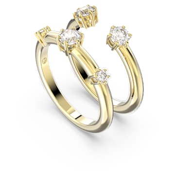 Anello Constella, Set (2), Taglio rotondo, Bianco, Placcato color oro - Swarovski, 5640966