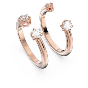 Constella ring, Set (2), Ronde slijpvorm, Wit, Roségoudkleurige toplaag - Swarovski, 5640969