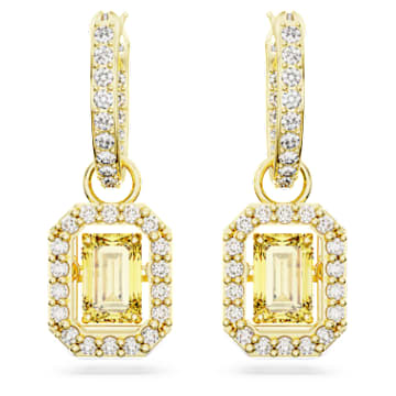 Millenia drop earrings, Octagon cut, Yellow, Gold-tone plated - Swarovski, 5641169