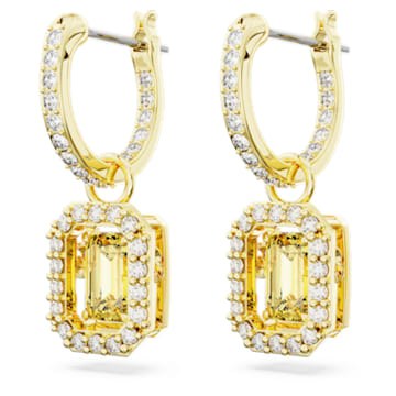 Millenia drop earrings, Octagon cut, Yellow, Gold-tone plated - Swarovski, 5641169