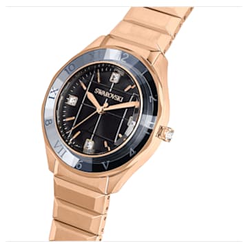 Reloj 37mm, Fabricado en Suiza, Brazalete de metal, Negro, Acabado tono oro rosa - Swarovski, 5641294