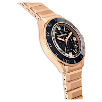 37mm watch, Swiss Made, Metal bracelet, Black, Rose gold-tone finish - Swarovski, 5641294