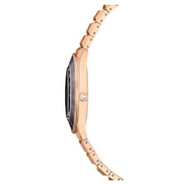 Ročna ura 37mm, Izdelano v Švici, Kovinska zapestnica, Črna, Prevleka v rožnato zlatem odtenku - Swarovski, 5641294