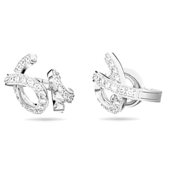 Fluenta clip earrings, Reignited crystals, White, Rhodium plated - Swarovski, 5641374