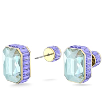 Orbita stud earrings, Octagon cut, Multicoloured, Gold-tone plated - Swarovski, 5641406