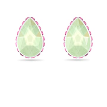 Orbita stud earrings, Drop cut, Multicoloured, Rhodium plated - Swarovski, 5641407