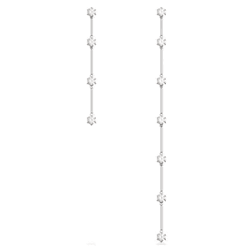 Pendants d'oreilles Constella, Design asymétrique, Coupe ronde, Blanches, Métal rhodié - Swarovski, 5641681