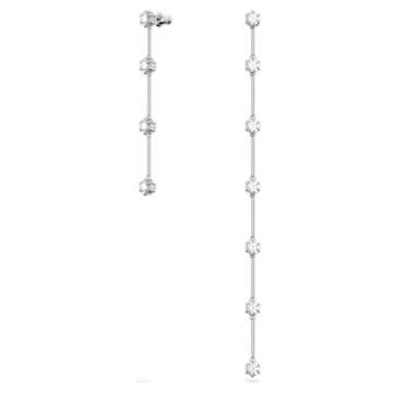 Constella drop earrings, Asymmetric design, White, Rhodium plated - Swarovski, 5641681