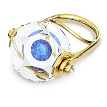 Curiosa cocktail ring, Floating chaton, Blue, Gold-tone plated - Swarovski, 5641728
