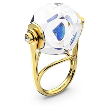 Curiosa cocktail ring, Floating chaton, Blue, Gold-tone plated - Swarovski, 5641728