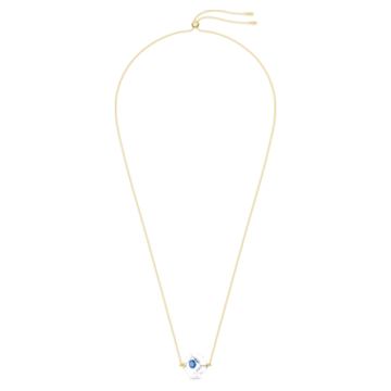 Curiosa necklace, Floating chaton, Blue, Gold-tone plated - Swarovski, 5641731