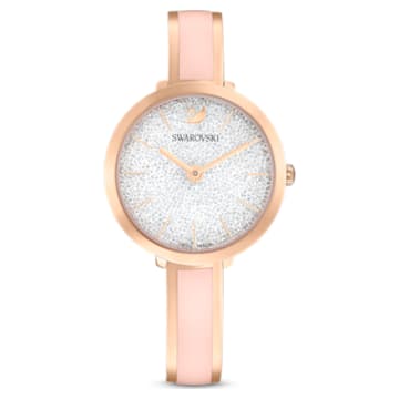 Crystalline Delight watch, Swiss Made, Metal bracelet, Pink, Rose gold-tone finish - Swarovski, 5642221