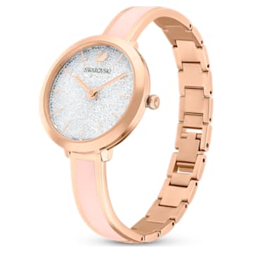 Crystalline Delight watch, Swiss Made, Metal bracelet, Pink, Rose gold-tone finish - Swarovski, 5642221