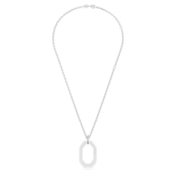 Dextera pendant, Octagon shape, Medium, White, Rhodium plated - Swarovski, 5642388