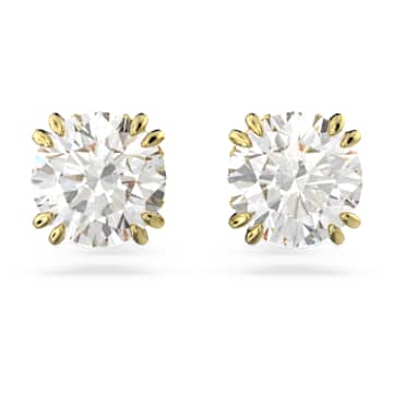 Stilla stud earrings, Round cut, White, Gold-tone plated by SWAROVSKI