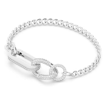 Dextera Armband, Pavé, Gemischte Glieder, Weiß, Rhodiniert - Swarovski, 5642598