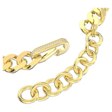 Dextera necklace, Statement, Mixed links, Large, White, Gold-tone plated - Swarovski, 5642605
