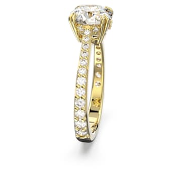 Constella cocktail ring, Princess cut, Pavé, White, Gold-tone plated - Swarovski, 5642617