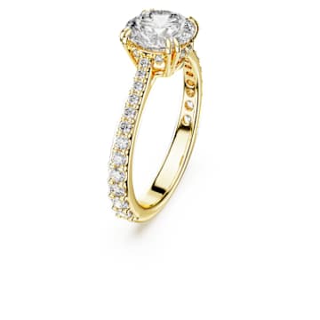 Constella Cocktailring, Princess-Schliff, Pavé, Weiß, Goldlegierungsschicht - Swarovski, 5642621