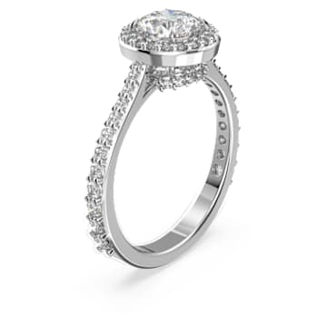 Constella cocktailring, Ronde slijpvorm, Pavé, Wit, Rodium toplaag - Swarovski, 5642625
