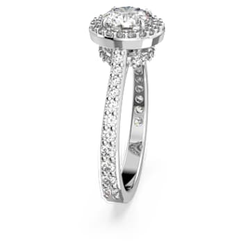 Constella cocktail ring, Round cut, Pavé, White, Rhodium plated - Swarovski, 5642625