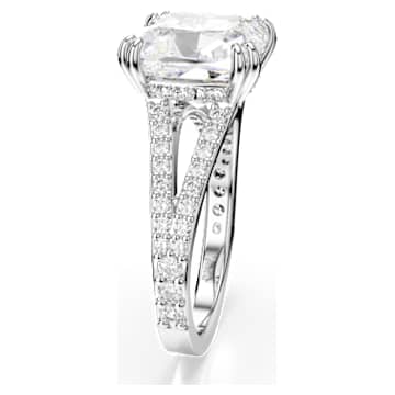 Constella cocktail ring, Square cut, Pavé, White, Rhodium plated - Swarovski, 5642630