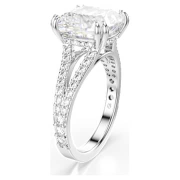 Constella cocktail ring, Square cut, Pavé, White, Rhodium plated - Swarovski, 5642634