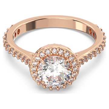 Stilla cocktail ring, Round cut, Pavé, White, Rose gold-tone