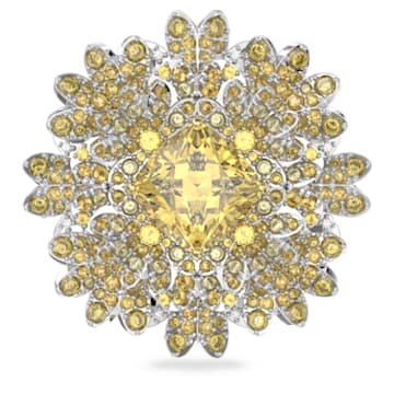 Eternal Flower pendant and brooch, Flower, Yellow, Mixed metal finish - Swarovski, 5642857