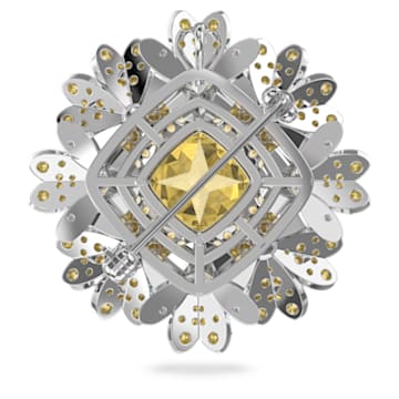 Eternal Flower brooch, Flower, Yellow, Mixed metal finish - Swarovski, 5642857
