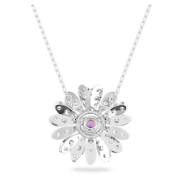 Eternal Flower pendant, Flower, Pink, Rhodium plated - Swarovski, 5642870