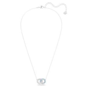 Stone necklace, Blue, Rhodium plated - Swarovski, 5642883