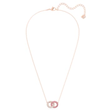 Stone necklace, Intertwined circles, Pink, Rose gold-tone plated - Swarovski, 5642884