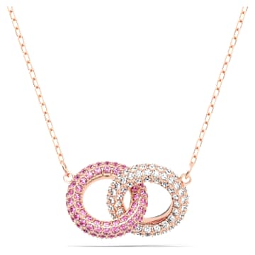 Collier Stone, Cercles entrelacés, Rose, Placage de ton or rosé - Swarovski, 5642884