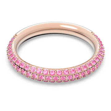 Stone ring, Pink, Rose-gold tone plated