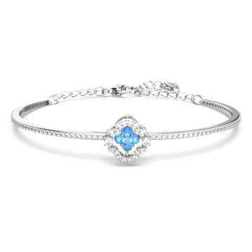 Una バングル, クローバー, ブルー, ロジウム・プレーティング | Swarovski