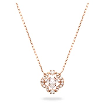 Una necklace Clover White Rose gold tone plated Swarovski