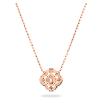 Swarovski Sparkling Dance necklace, Clover, White, Rose gold-tone plated - Swarovski, 5642928