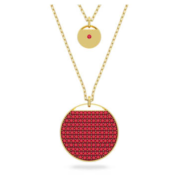 Ginger layered pendant, Pavé, Red, Gold-tone plated - Swarovski, 5642940