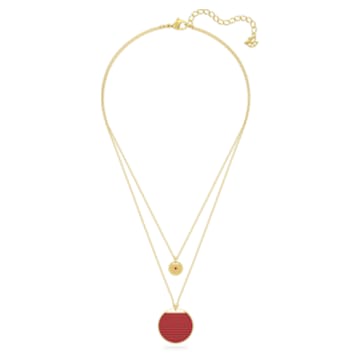 Ginger layered pendant, Pavé, Red, Gold-tone plated - Swarovski, 5642940