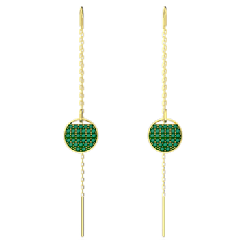 Ginger drop earrings, Long, Green, Gold-tone plated - Swarovski, 5642944